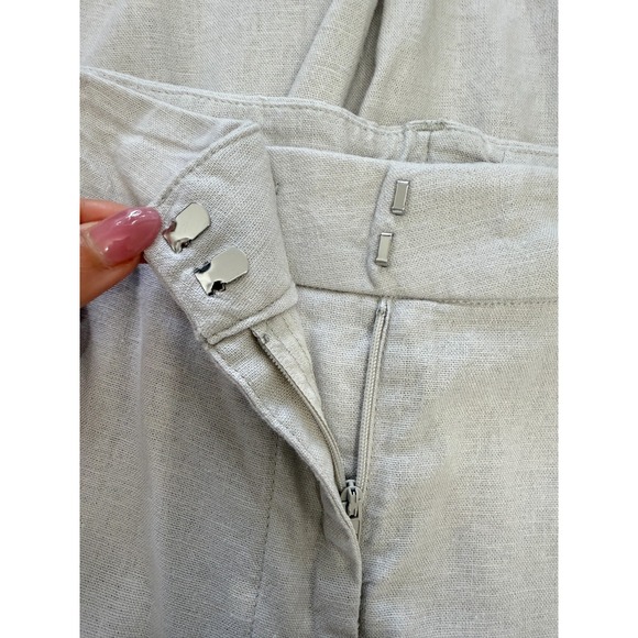 Rachel Zoe Women Linen Blend Wide Leg Cropped Pants Beige High Rise Neutral Sz 8 - Picture 6 of 11